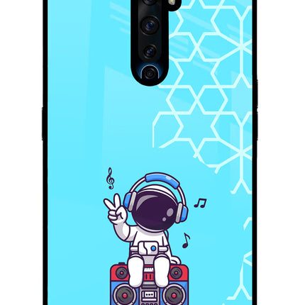 Cute Astronaut Chilling Oppo Reno2 Z Glass Case Back Cover by Casekaro