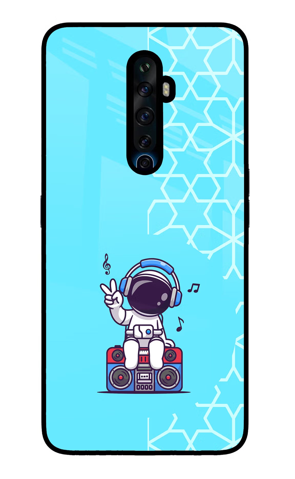 Cute Astronaut Chilling Oppo Reno2 Z Glass Case Back Cover by Casekaro