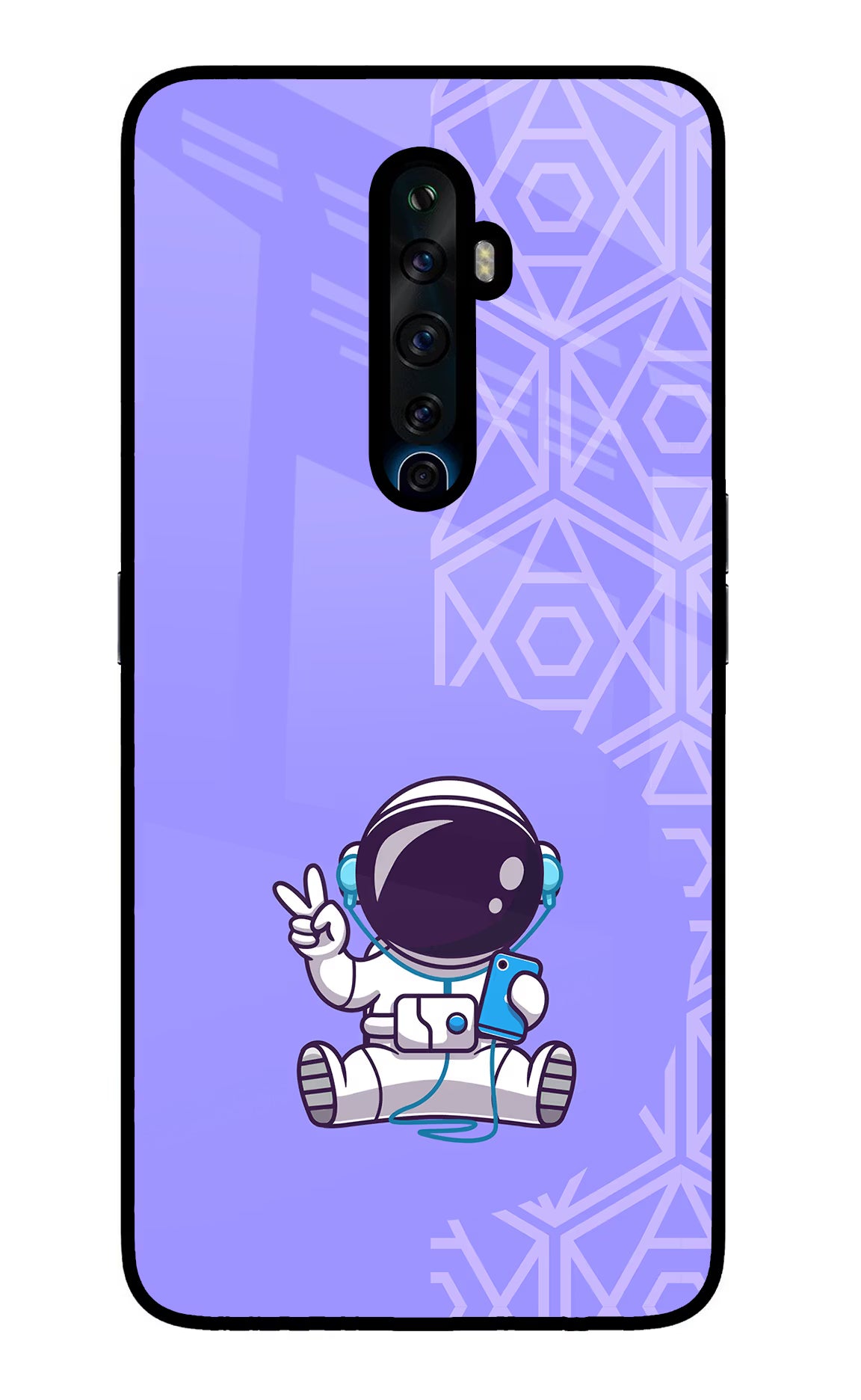 Cute Astronaut Chilling Oppo Reno2 Z Glass Case Back Cover by Casekaro