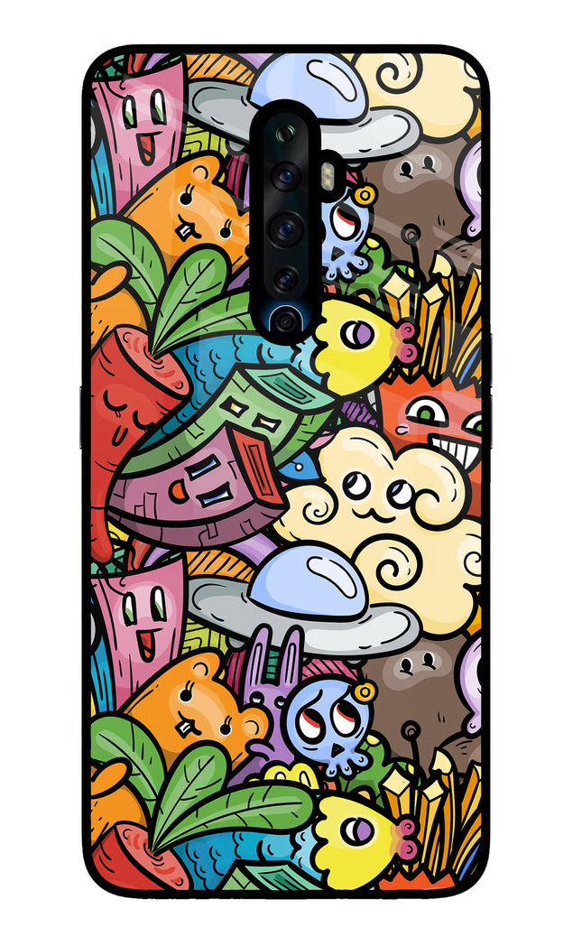 Veggie Doodle Oppo Reno2 Z Glass Case Back Cover by Casekaro
