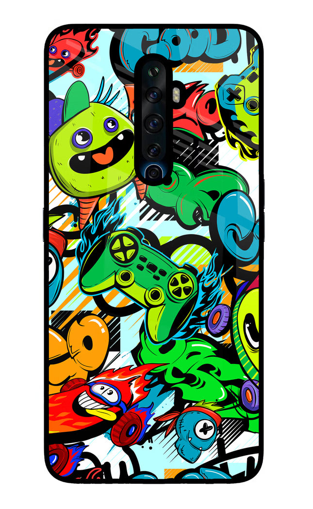 Game Doodle Oppo Reno2 Z Glass Case Back Cover by Casekaro