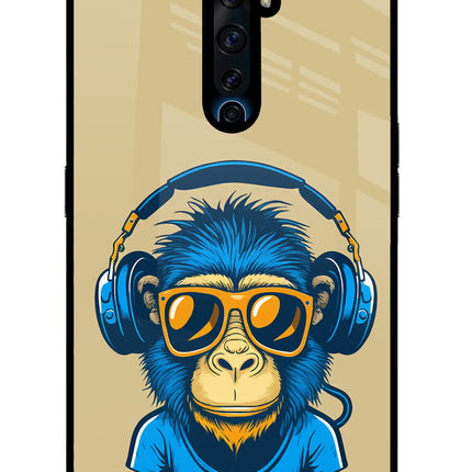 Monkey Headphone Oppo Reno2 Z Glass Case Back Cover by Casekaro