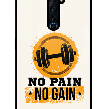 No Pain No Gain Oppo Reno2 Z Glass Case Back Cover by Casekaro