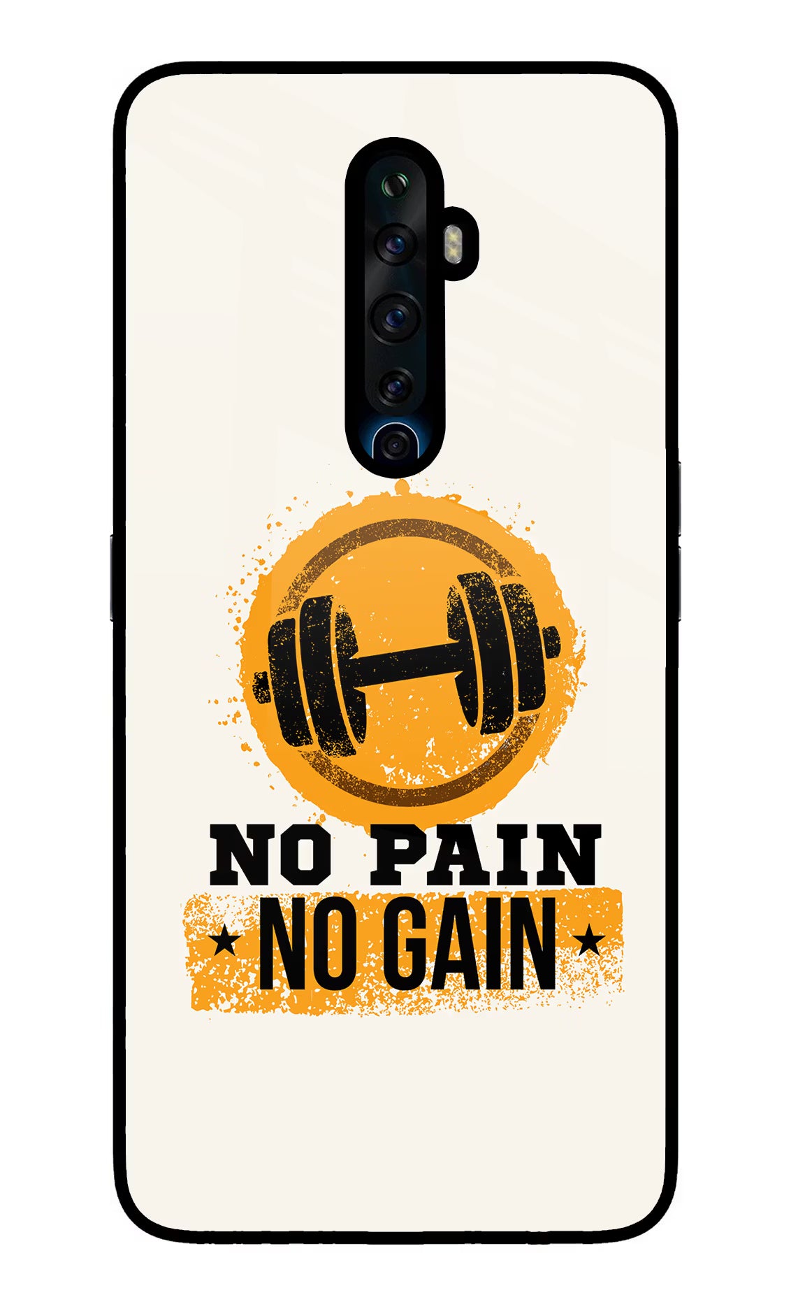 No Pain No Gain Oppo Reno2 Z Glass Case Back Cover by Casekaro