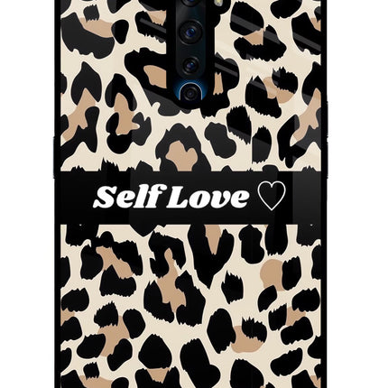 Leopard Print Self Love Oppo Reno2 Z Glass Case Back Cover by Casekaro