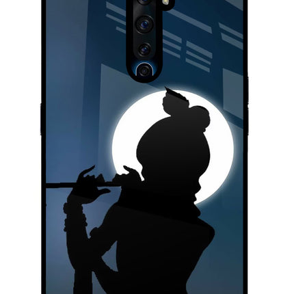 Shri Krishna Silhouette Oppo Reno2 Z Glass Case Back Cover by Casekaro