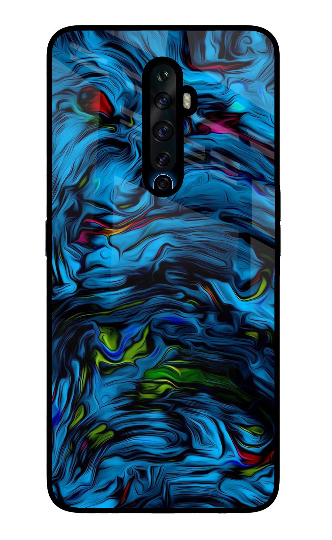Dark Blue Abstract Oppo Reno2 Z Glass Case Back Cover by Casekaro