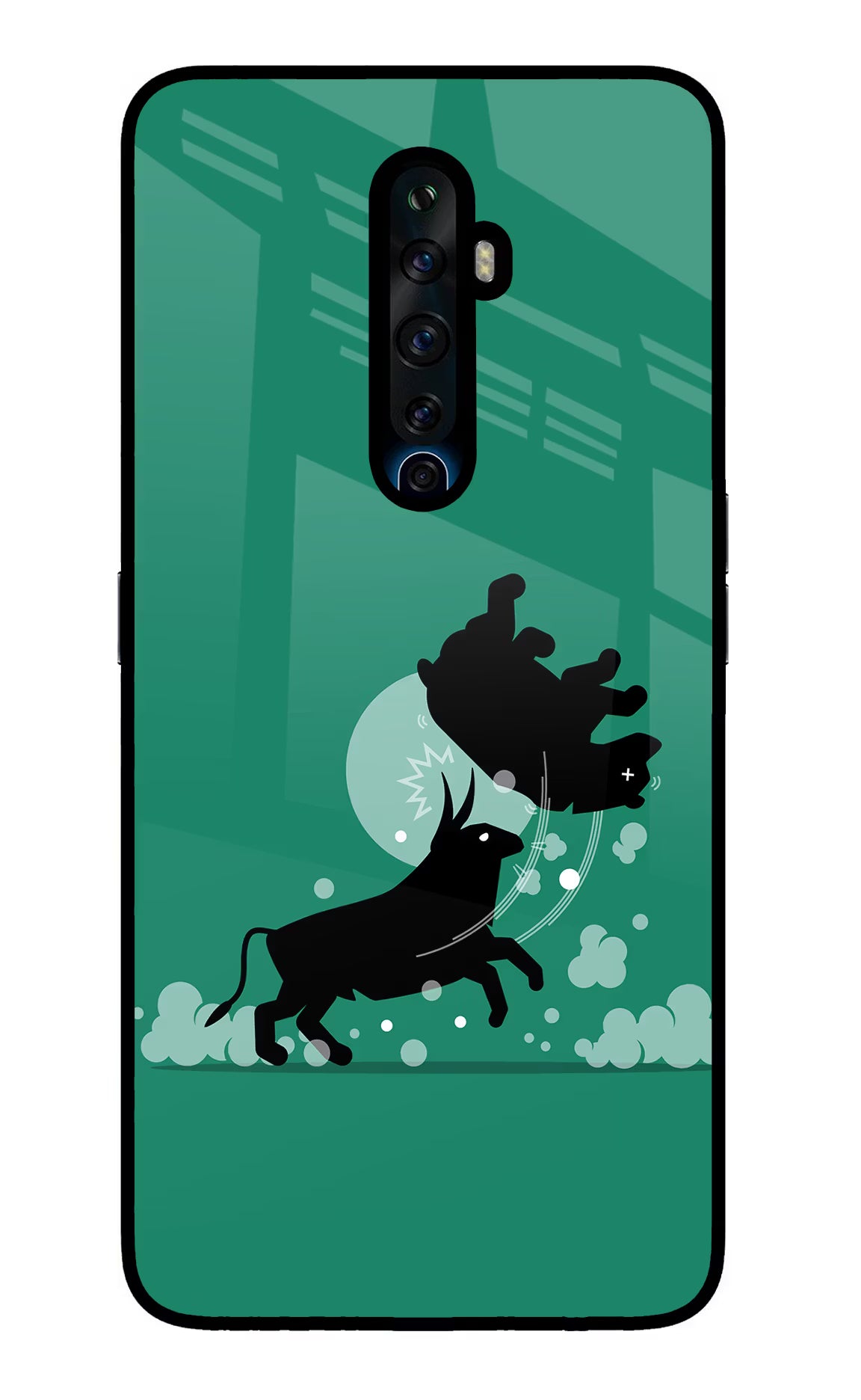 Bull Conqueror Oppo Reno2 Z Glass Case Back Cover by Casekaro