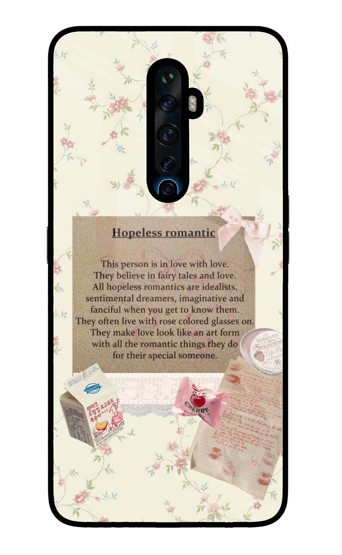 Hopeless Romantic Oppo Reno2 Z Glass Case Back Cover by Casekaro