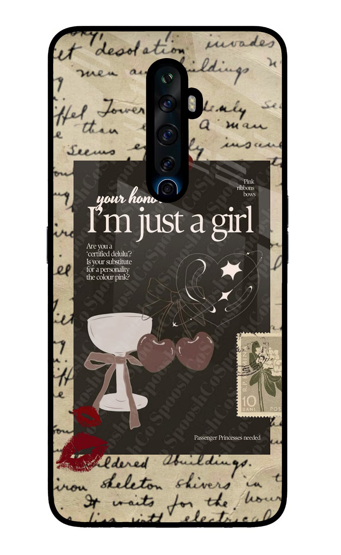 I am just a girl Oppo Reno2 Z Glass Case Back Cover by Casekaro
