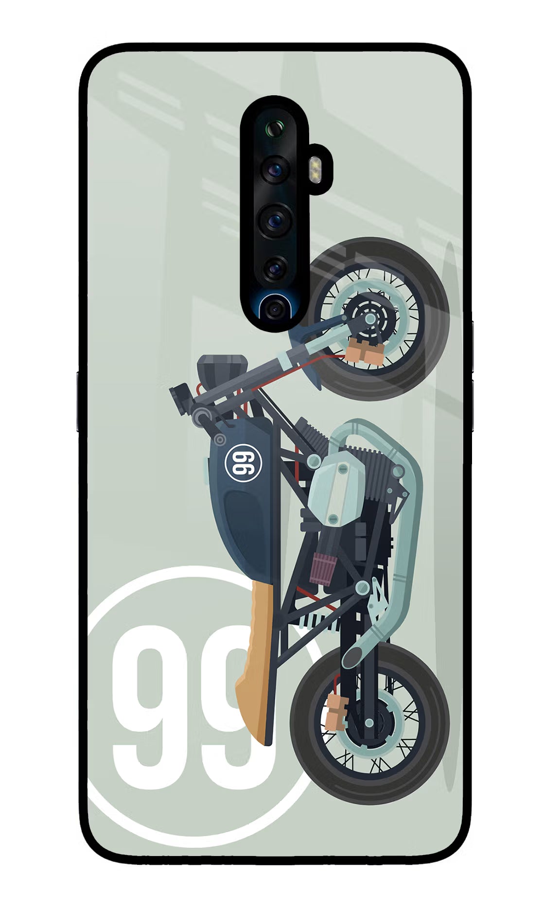 Classic Cafe Racer 99 Oppo Reno2 Z Glass Case Back Cover by Casekaro