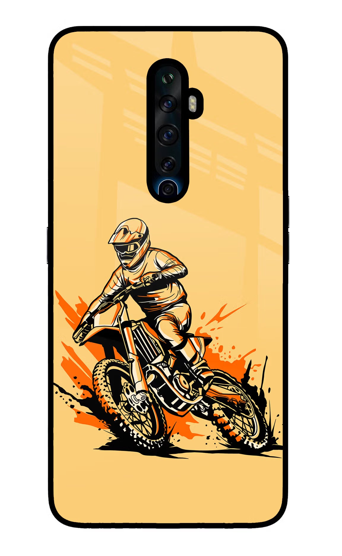 Off-Road Fury Oppo Reno2 Z Glass Case Back Cover by Casekaro
