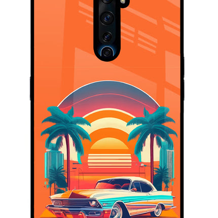 Palm Drive 80s Oppo Reno2 Z Glass Case Back Cover by Casekaro