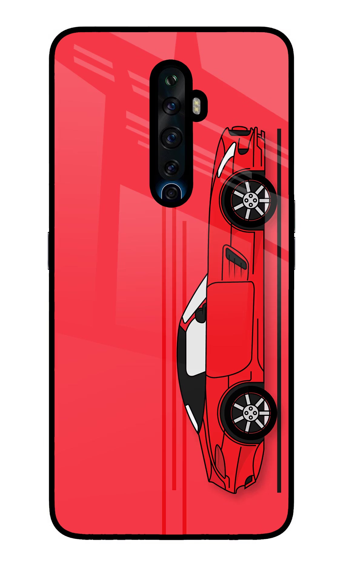 Red Velocity Oppo Reno2 Z Glass Case Back Cover by Casekaro