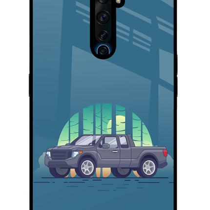 Retro Garage Vibe Oppo Reno2 Z Glass Case Back Cover by Casekaro