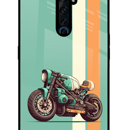 Striped Moto Drift Oppo Reno2 Z Glass Case Back Cover by Casekaro