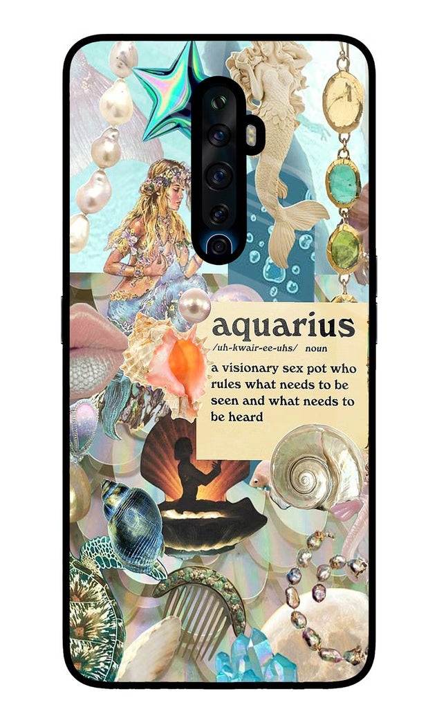 Aquarius Zodiac Oppo Reno2 Z Glass Case Back Cover by Casekaro