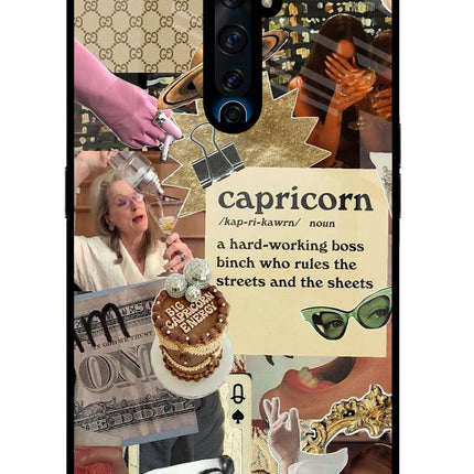 Capricorn Zodiac Oppo Reno2 Z Glass Case Back Cover by Casekaro