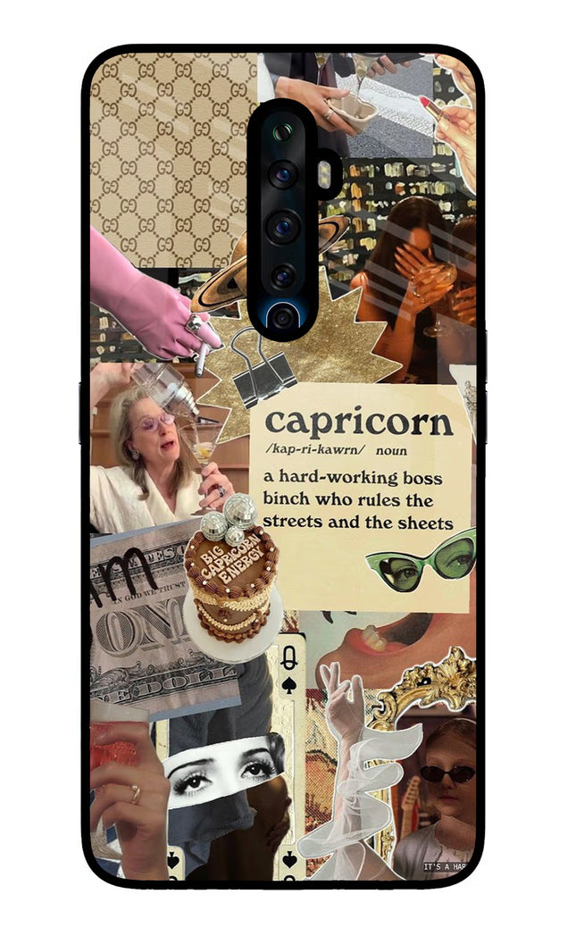 Capricorn Zodiac Oppo Reno2 Z Glass Case Back Cover by Casekaro