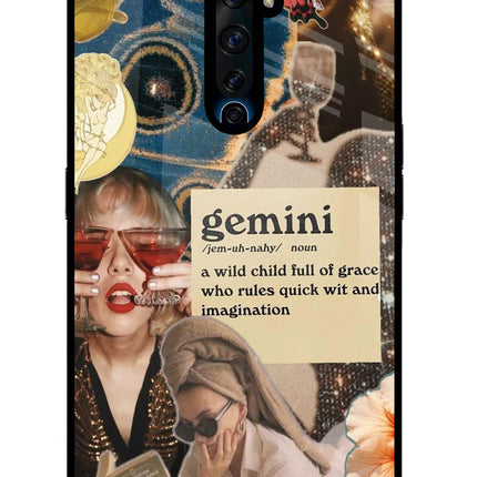 Gemini Zodiac Oppo Reno2 Z Glass Case Back Cover by Casekaro