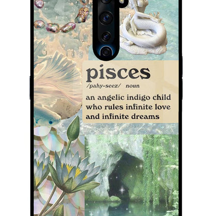 Pisces Zodiac Oppo Reno2 Z Glass Case Back Cover by Casekaro