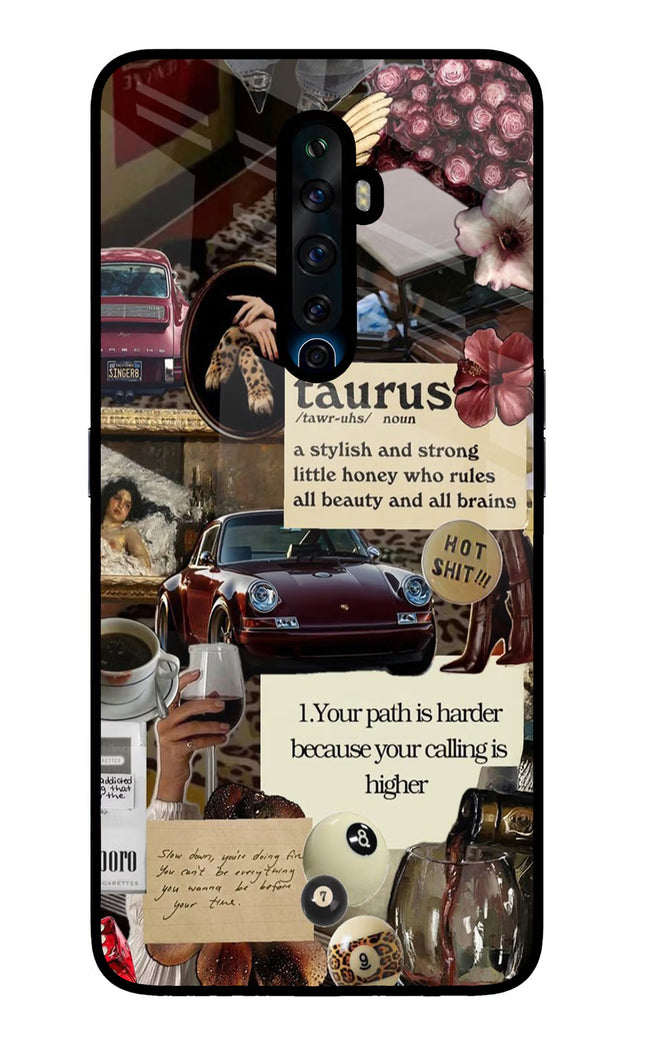Taurus Zodiac Oppo Reno2 Z Glass Case Back Cover by Casekaro
