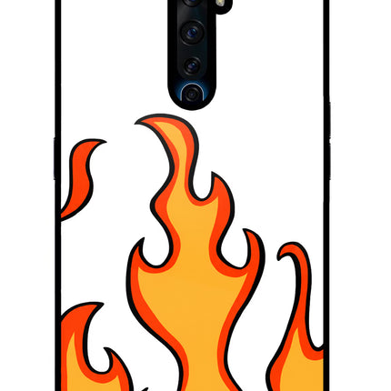 Fired Up – White Oppo Reno2 Z Glass Case Back Cover by Casekaro