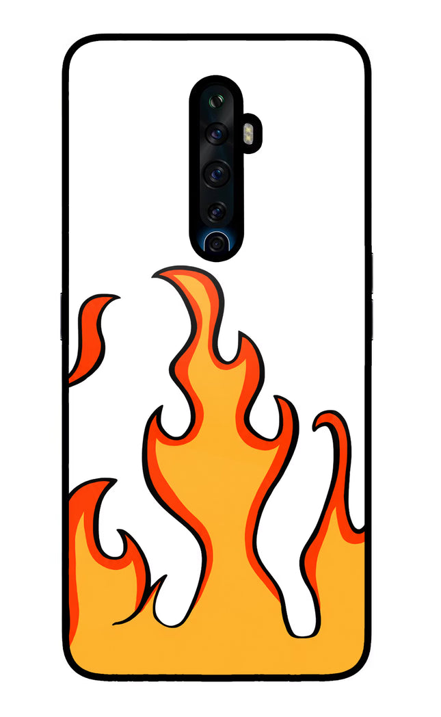 Fired Up – White Oppo Reno2 Z Glass Case Back Cover by Casekaro