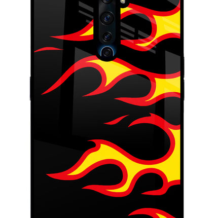 Side Sweep Flames Oppo Reno2 Z Glass Case Back Cover by Casekaro