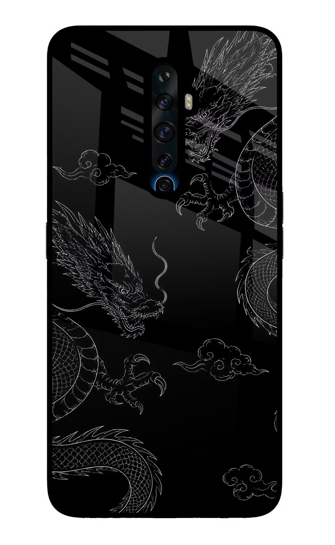 Twin Dragons Oppo Reno2 Z Glass Case Back Cover by Casekaro