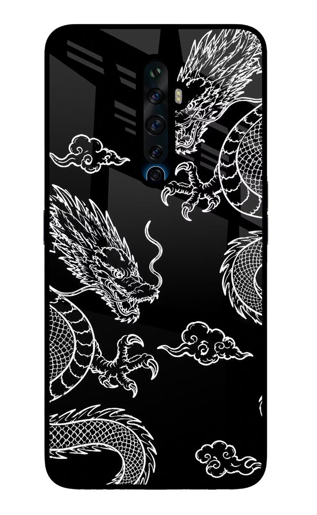 Twin Dragons Oppo Reno2 Z Glass Case Back Cover by Casekaro