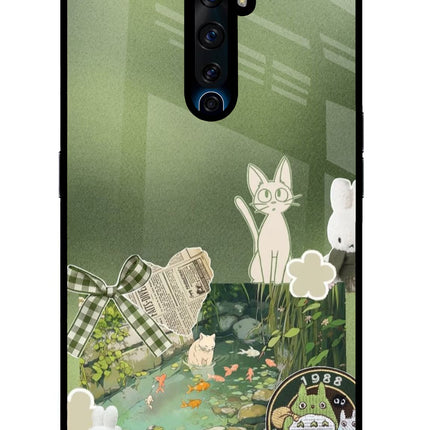 Aesthetic anime Oppo Reno2 Z Glass Case Back Cover by Casekaro