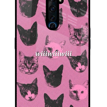 Pink Cats Oppo Reno2 Z Glass Case Back Cover by Casekaro