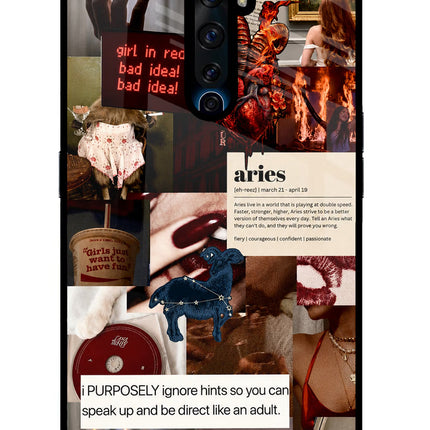Zodiac Aries Oppo Reno2 Z Glass Case Back Cover by Casekaro