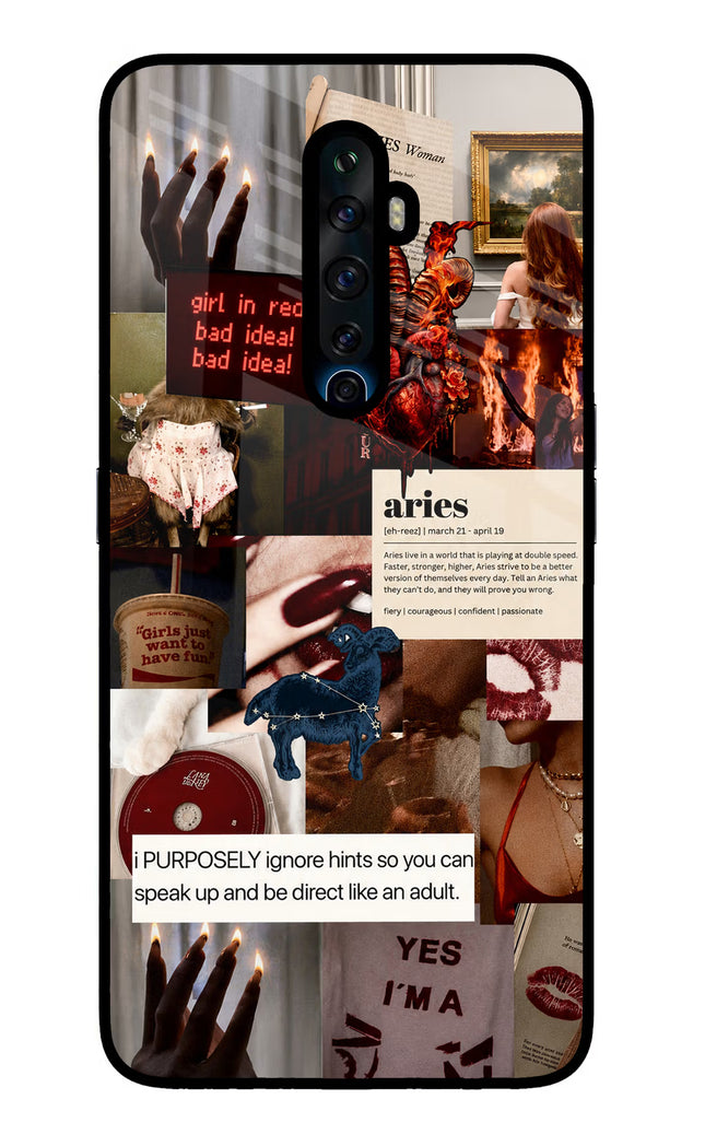 Zodiac Aries Oppo Reno2 Z Glass Case Back Cover by Casekaro