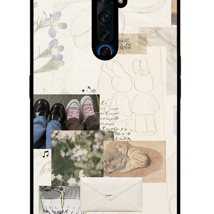 Soft Aesthetic Oppo Reno2 Z Glass Case Back Cover by Casekaro