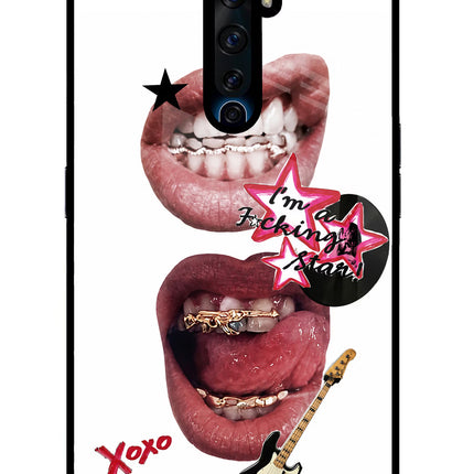 Rockstar Oppo Reno2 Z Glass Case Back Cover by Casekaro