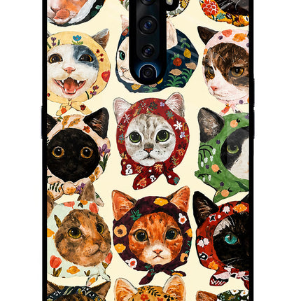 Cool Cat Oppo Reno2 Z Glass Case Back Cover by Casekaro