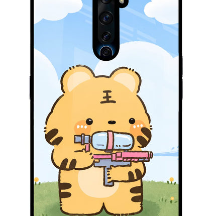 Tiger Treat Oppo Reno2 Z Glass Case Back Cover by Casekaro