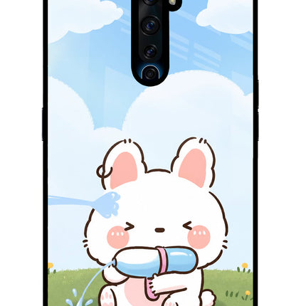 Bunny Treat Oppo Reno2 Z Glass Case Back Cover by Casekaro