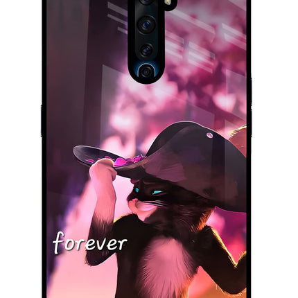 Forever Cat Oppo Reno2 Z Glass Case Back Cover by Casekaro
