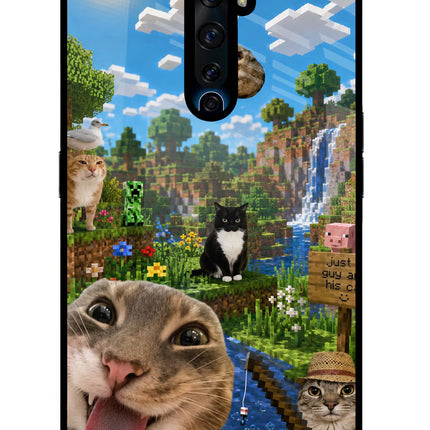 Minecraft Cat Chaos Oppo Reno2 Z Glass Case Back Cover by Casekaro