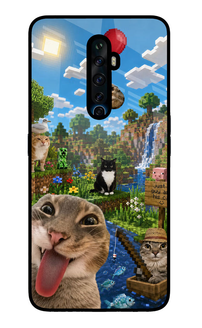 Minecraft Cat Chaos Oppo Reno2 Z Glass Case Back Cover by Casekaro