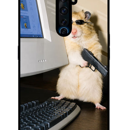 Hacker Hamster Oppo Reno2 Z Glass Case Back Cover by Casekaro