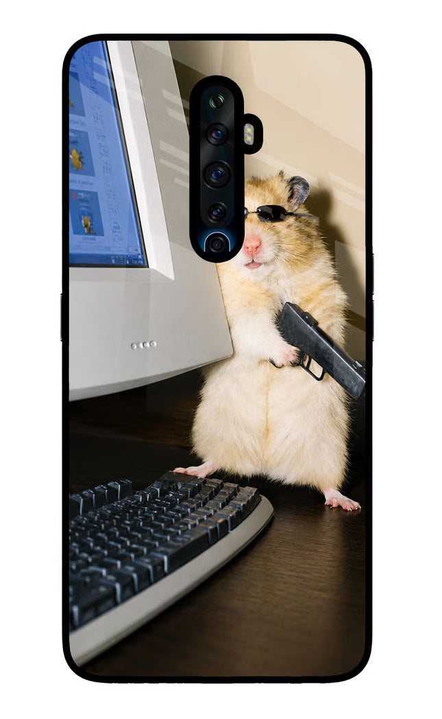 Hacker Hamster Oppo Reno2 Z Glass Case Back Cover by Casekaro