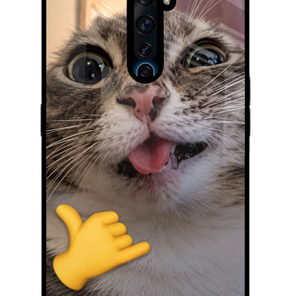 Silly Cat Call Oppo Reno2 Z Glass Case Back Cover by Casekaro