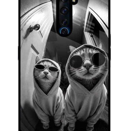 Hood Cats Oppo Reno2 Z Glass Case Back Cover by Casekaro