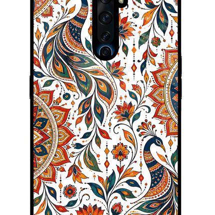 White Mayura Oppo Reno2 Z Glass Case
