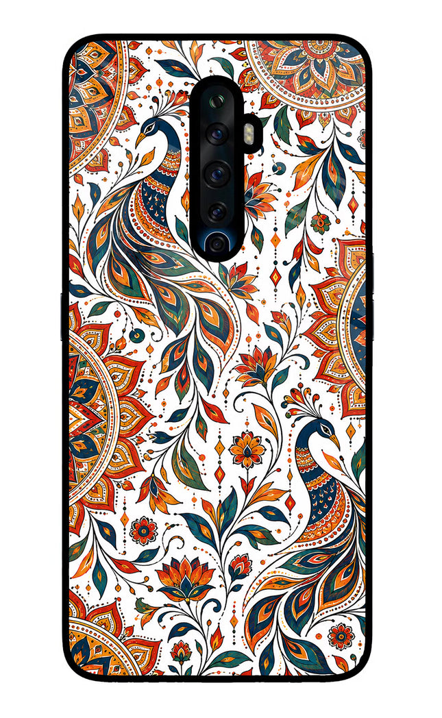 White Mayura Oppo Reno2 Z Glass Case