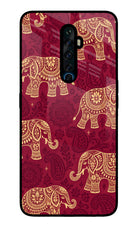 Maroon Elephant Oppo Reno2 Z Glass Case